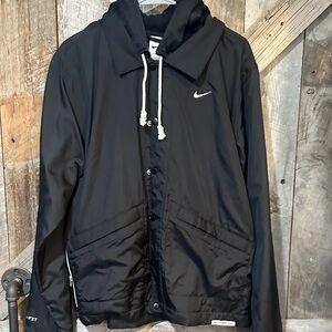 Nike Black Hooded Windbreaker Jacket with White Drawstrings